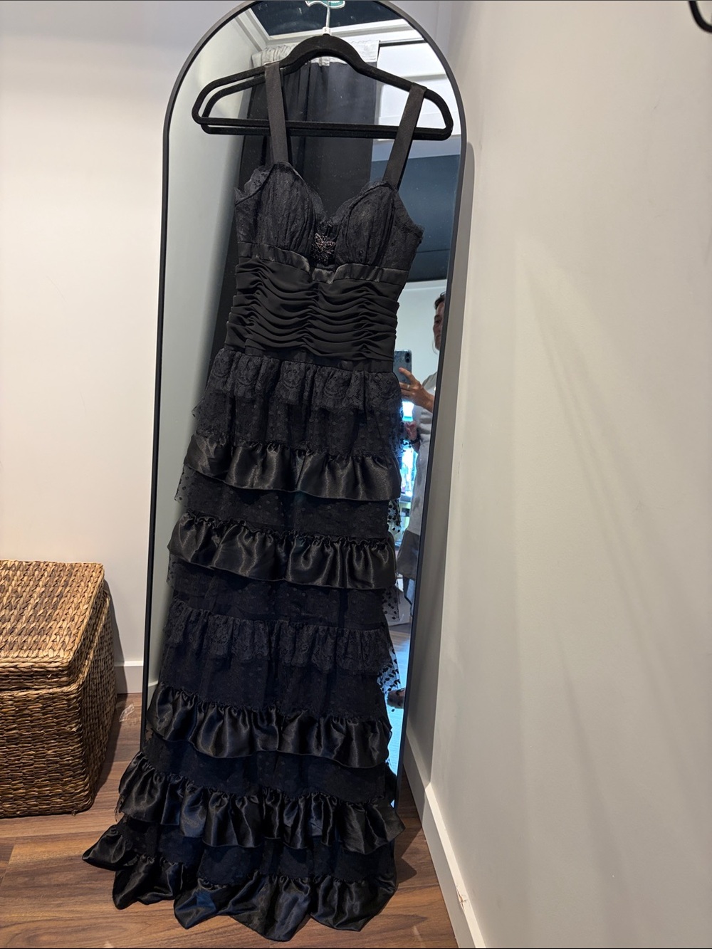 JS Collections Black Tiered Ruffle Maxi Dress